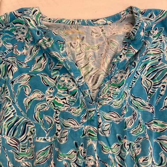 Lilly Pulitzer Loran Dress Outta Line Turquoise Oasis (104) - Picture 5 of 7